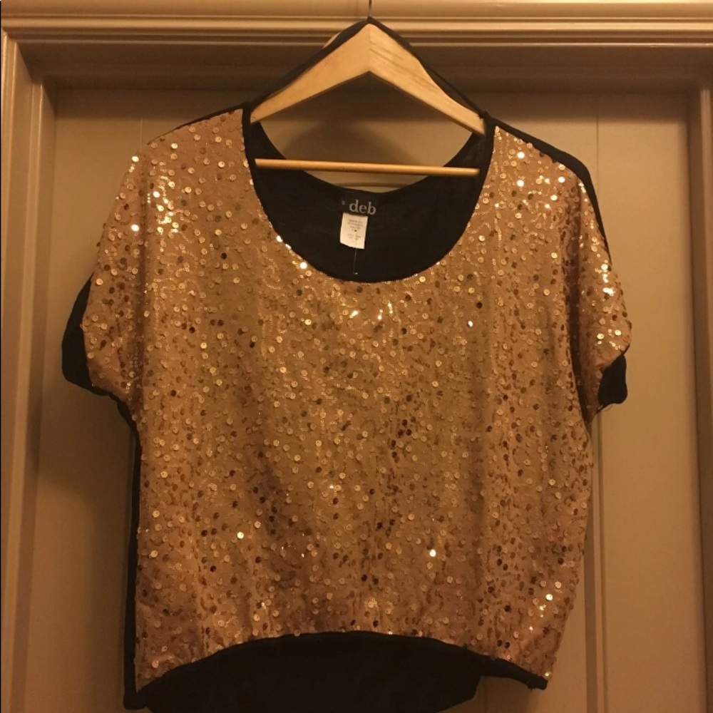 Gold sequin crop top